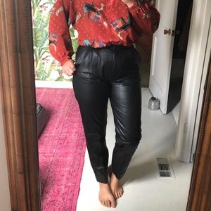 Vintage Bon Vivant High Waist Black Leather Pants